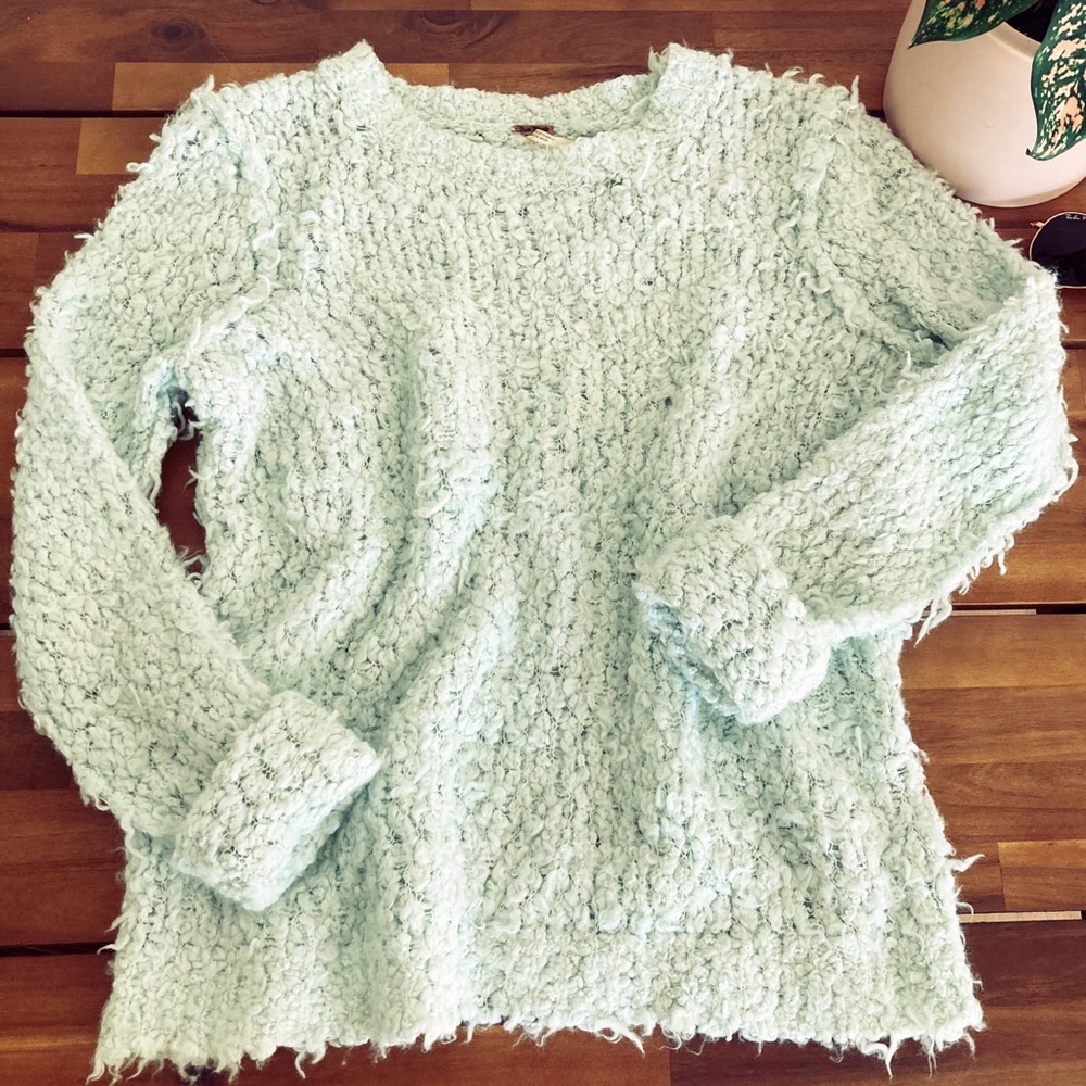 Free People Light Mint Fuzzy Sweater - Picture 3 of 3